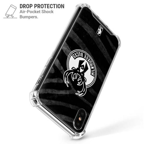 NBA Milwaukee Bucks Animal Print Black iPhone XS Max Clear Case